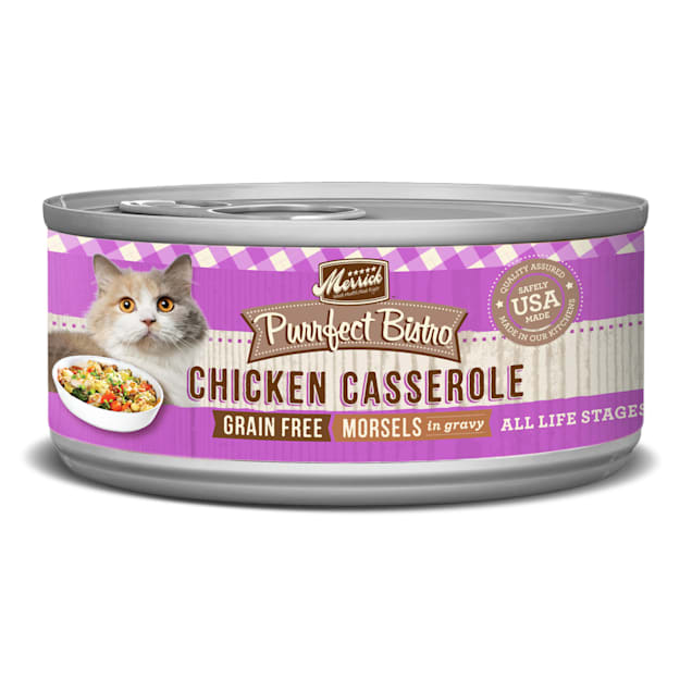 Merrick Purrfect Bistro Grain Free Chicken Casserole Morsels in Gravy Wet Cat Food, 5.5 oz., Case of 24 - Carousel image #1