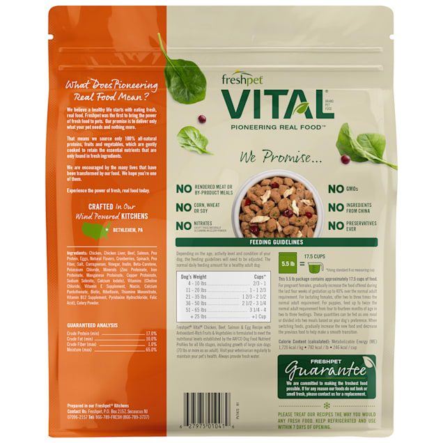 Freshpet Vital Complete Meals Grain Free Chicken Beef Salmon