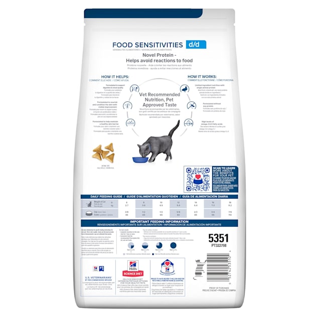 Hill s Prescription Diet d d Skin Food Sensitivities Duck Green Pea Formula Dry Cat Food 8.5 lbs. Bag