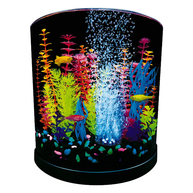 GloFish Half-Moon Bubbling With Blue LED Bubbler Aquarium Kit 3 Gallons, 12.9" W x 12.5" H. - Carousel image #1