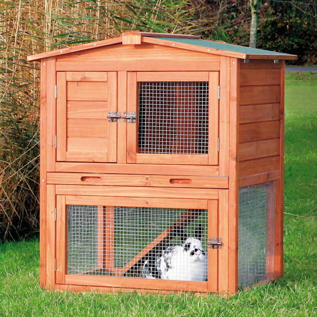 Trixie Natura Two Story Hutch with Gabled Roof, 32.5" L X 28.25" W X 37