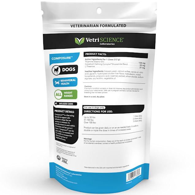 VetriScience Composure Canine Bite Sized Chews for Dogs Count of