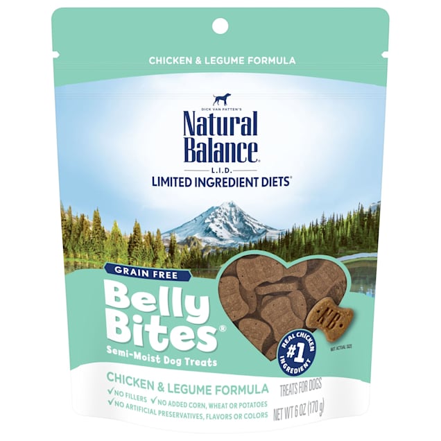 Natural Balance Belly Bites Grain Free Semi-Moist Chicken & Legume Formula Dog Treats, 6 oz. - Carousel image #1