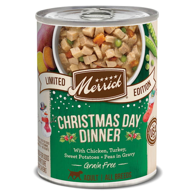 Merrick Classic Grain Free Christmas Day Dinner Canned Dog Food, 12.7 oz., Case of 12 - Carousel image #1