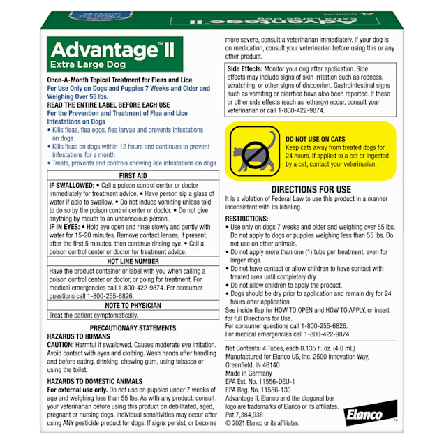 Advantage extra large dog clearance