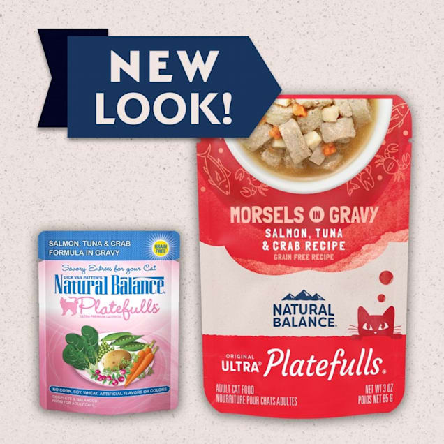 Natural Balance Platefulls Salmon,Tuna & Crab Formula in Gravy Adult Wet Cat Food, 3 oz., Case of 24 - Carousel image #1