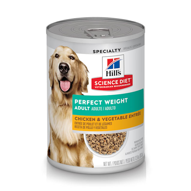 Hill's Science Diet Adult Perfect Weight Chicken & Vegetable Entree Canned Dog Food, 12.8 oz., Case of 12 - Carousel image #1