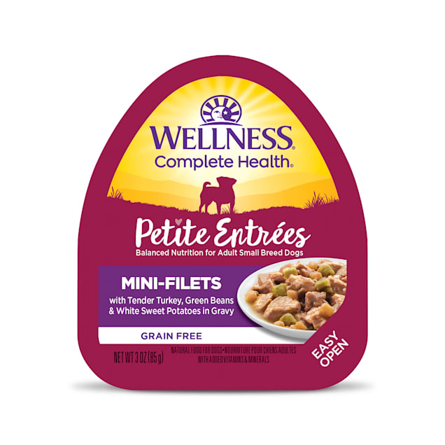 Wellness Petite Entrees Mini-Filets Grain Free Turkey & Veggies in Gravy Wet Dog Food, 3 oz., Case of 12 - Carousel image #1