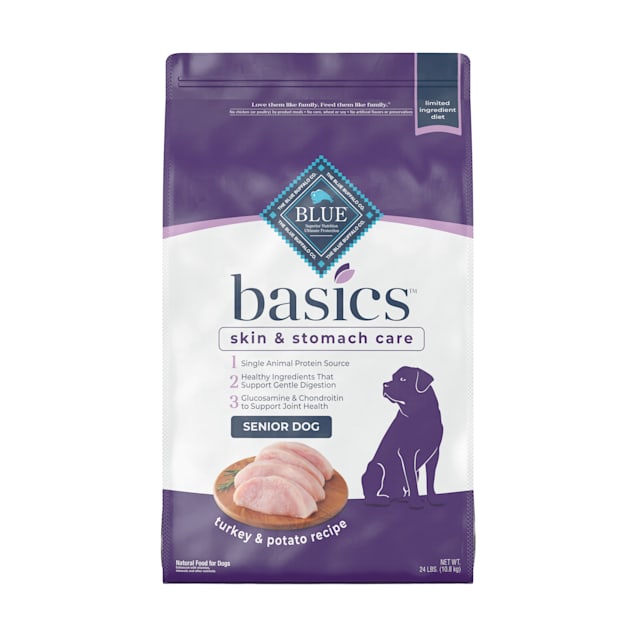 Blue Buffalo Blue Basics Senior Turkey & Potato Recipe Dry Dog Food, 24 lbs. - Carousel image #1