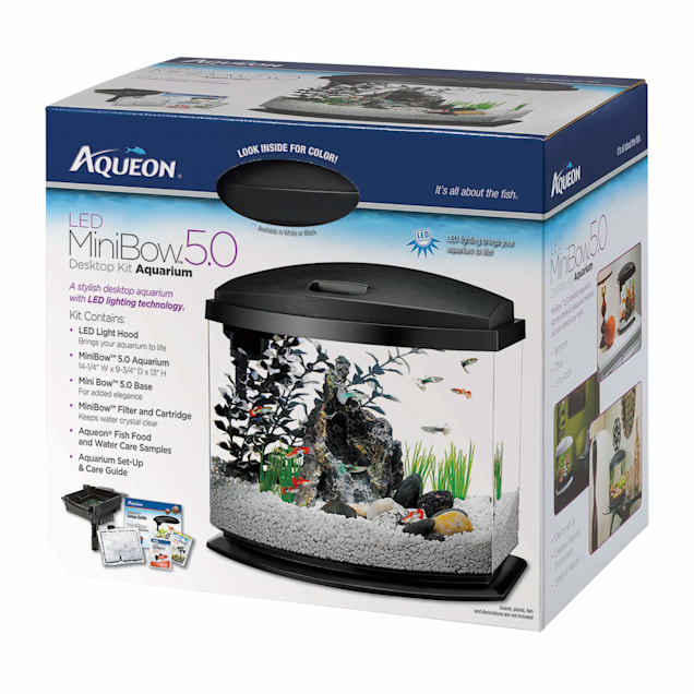 aqueon 5 gallon minibow led desktop fish aquarium kit black