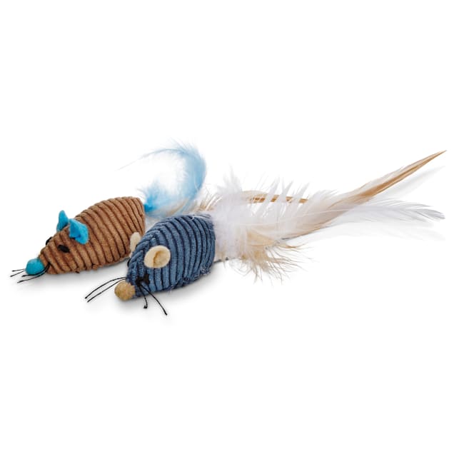 Leaps & Bounds Fancy Mice with Feather Cat Toys with Catnip, Pack of 2, Assorted