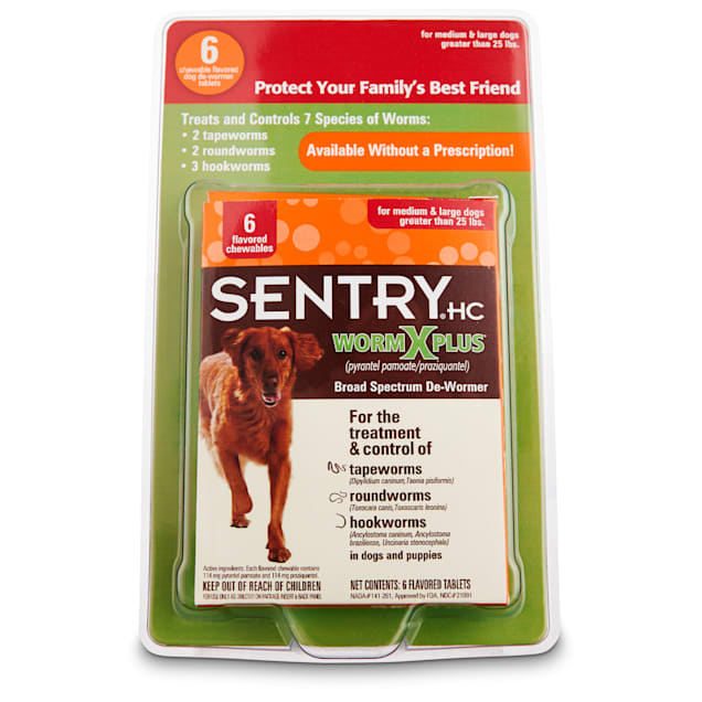 Sentry HC WormX Plus Flavored De-Wormer Chewables for Dogs, 6CT - Carousel image #1