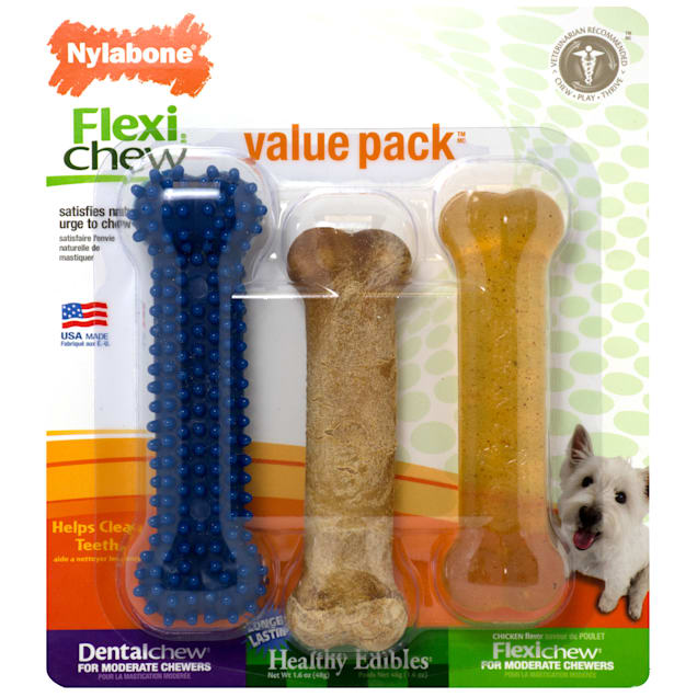 Nylabone Dental Chew, Flexi Chew & Healthy Edibles Value Pack, Small - Carousel image #1