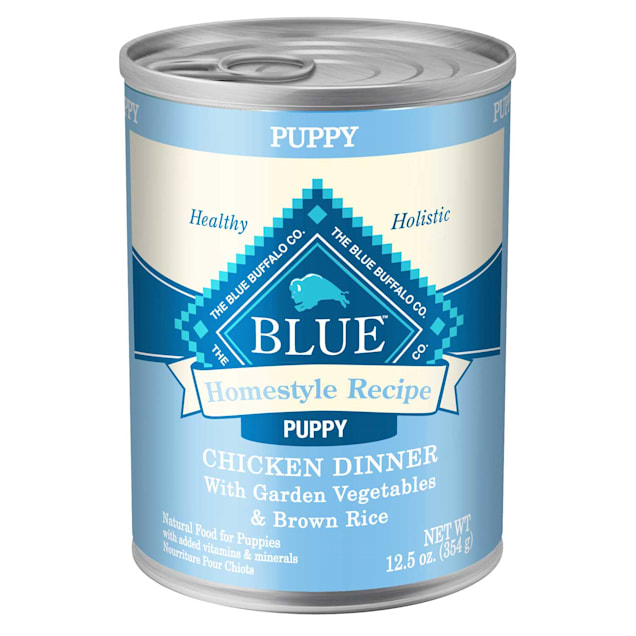 Blue Buffalo Blue Homestyle Recipe Puppy Chicken Dinner with Garden Vegetables Wet Dog Food, 12.5 oz., Case of 12 - Carousel image #1