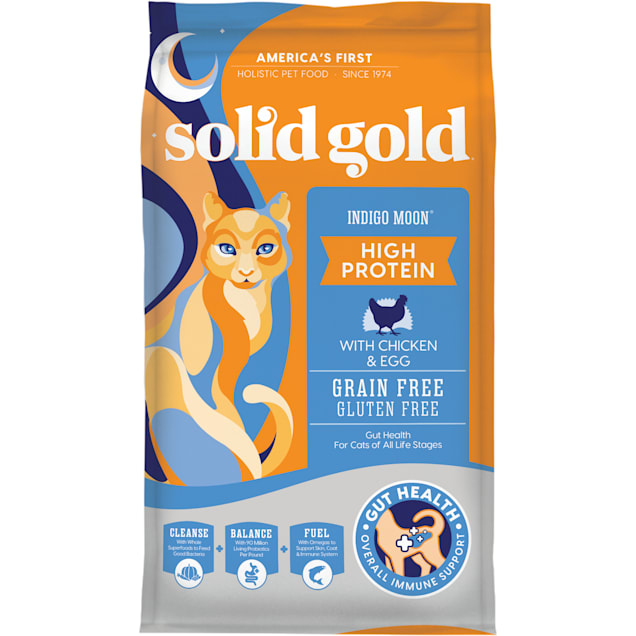 Solid Gold Indigo Moon High Protein With Chicken Eggs Holistic Grain Free Dry Cat Food With Superfoods 12 Lbs Petco