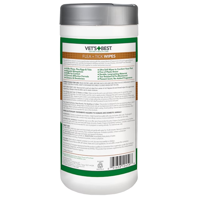 Vet s Best Flea Tick Wipes 50 ct