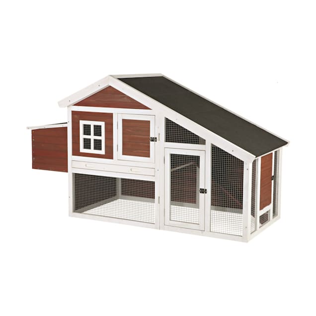 Trixie Natura Peak Roof Red Chicken Coop with Outdoor Run Petco