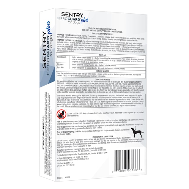Sentry fiproguard topical flea and tick for online dogs
