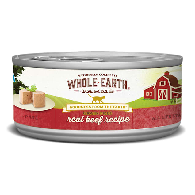 Whole Earth Farms Grain Free Real Beef Recipe Wet Cat Food, 5 oz., Case of 24 - Carousel image #1