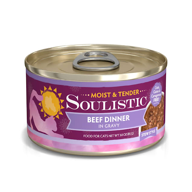 Soulistic Moist & Tender Beef Dinner in Gravy Wet Cat Food, 3 oz., Case of 12 - Carousel image #1