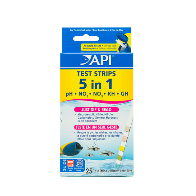 API 5-IN-1 TEST STRIPS Freshwater and Saltwater Aquarium Test Strips 25-Count Box - Carousel image #1