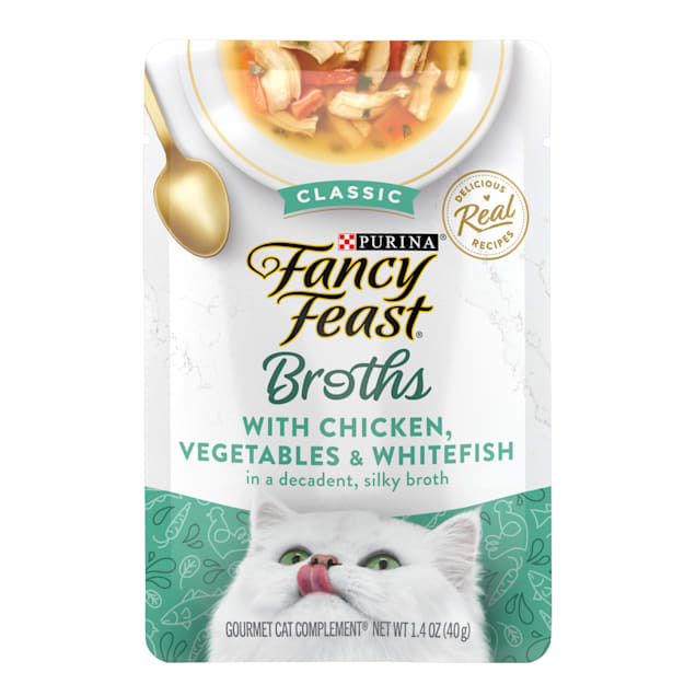 Fancy Feast Lickable Classic Chicken Vegetables and Whitefish Broth Wet Cat Food Topper 1.4 oz. Case of 16