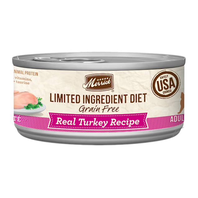 Merrick Limited Ingredient Diet Grain Free Real Turkey Recipe Pate Wet Cat Food, 5 oz., Case of 24 - Carousel image #1