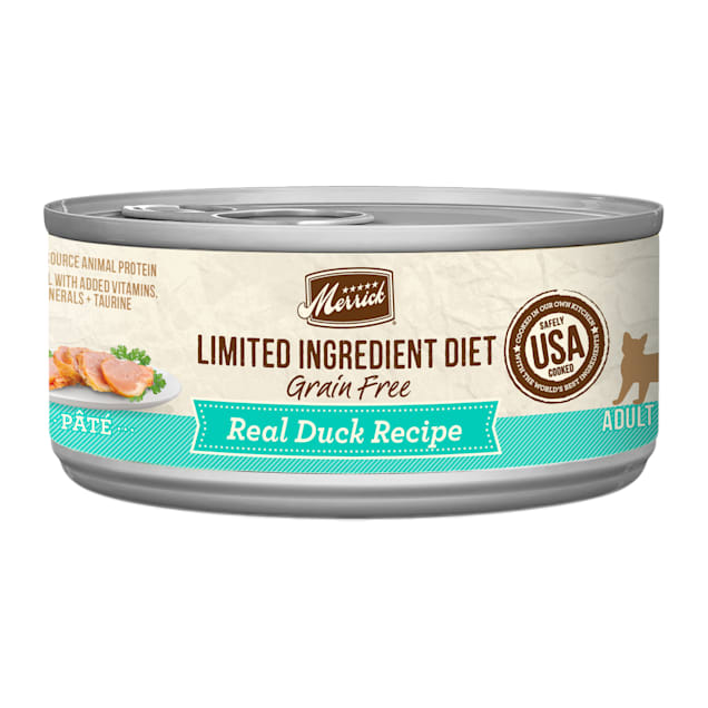 Merrick Limited Ingredient Diet Grain Free Real Duck Recipe Pate Wet Cat Food, 5 oz., Case of 24 - Carousel image #1
