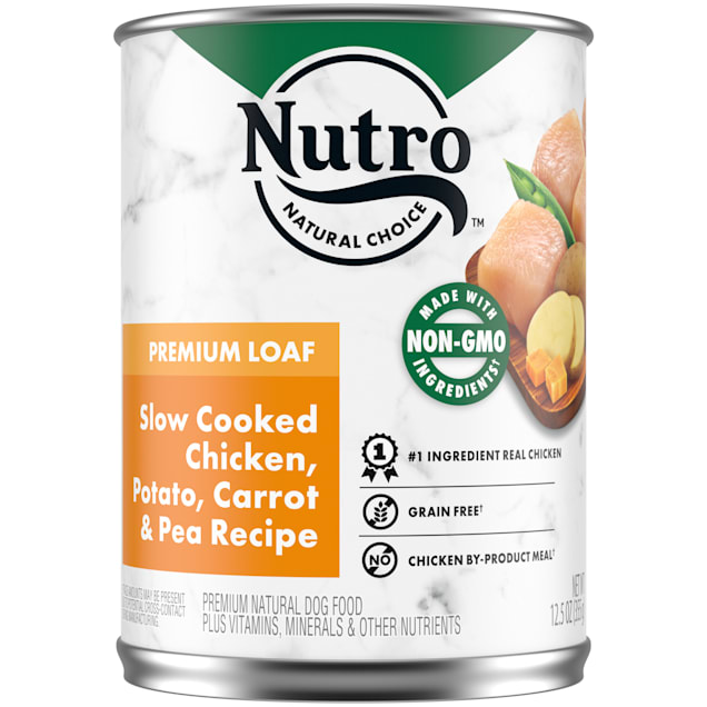 Nutro Premium Loaf Slow Cooked Chicken, Potato, Carrot & Pea Recipe Adult Canned Wet Dog Food, 12.5 oz., Case of 12 - Carousel image #1