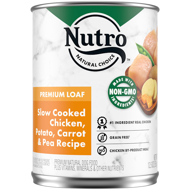 Nutro Premium Loaf Slow Cooked Chicken Potato Carrot Pea Recipe Adult Canned Wet Dog Food 12.5 oz. Case of 12