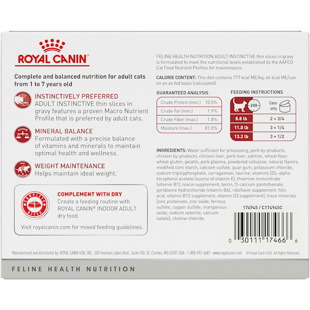 Royal Canin Adult Instinctive Thin Slices in Gravy Wet Cat Food Multipack 3 oz. Count of 12