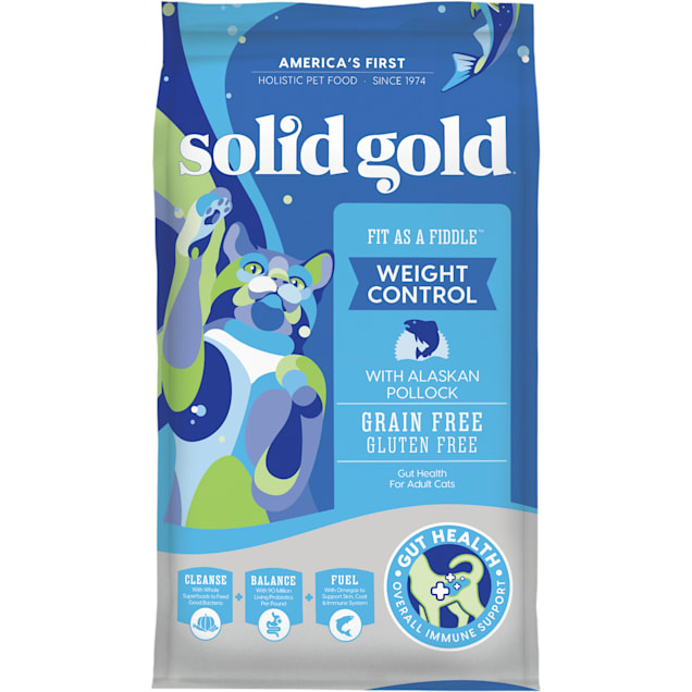 Solid Gold Grain-Free & Gluten Free Fit as a Fiddle with Fresh Caught Alaskan Pollock Adult Dry Cat Food, 12 lbs. - Carousel image #1