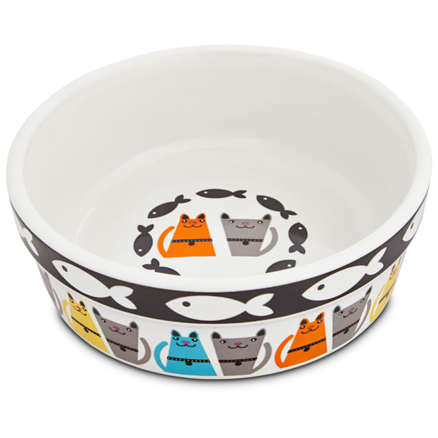 Harmony Tough Guys Ceramic Cat Bowl, 1.75" H X 5" Diameter, 1 Cup - Carousel image #1