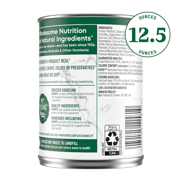 Nutro - Grain Free Wet Dog Food for Adults, Hearty Stew Canned Recipe, Case of 12 (12.5 OZ)