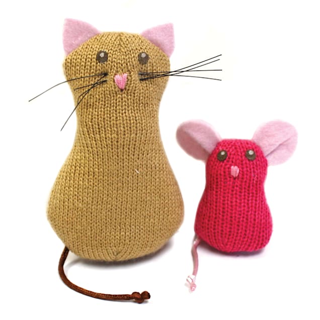 Petlinks Knit Nipper Cat & Mouse Refillable Catnip Toys, Small - Carousel image #1
