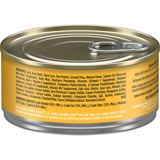 Natural Balance Limited Ingredient Adult Grain Free Wet Canned Cat Food Duck Green Pea Recipe 5.5 oz. Case of 24