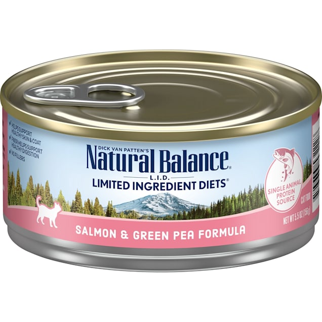 Natural Balance L.I.D. Limited Ingredient Diets Salmon & Green Pea Formula Wet Cat Food, 5.5 oz., Case of 24 - Carousel image #1
