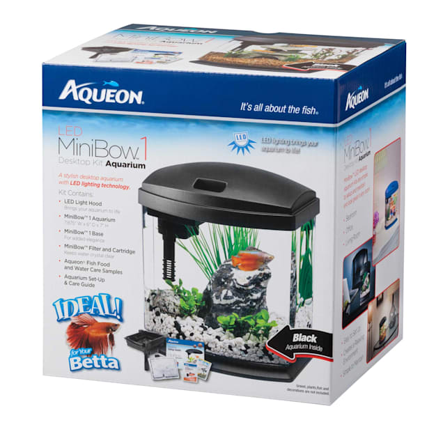 Aqueon 1 Gallon MiniBow LED Desktop Fish Aquarium Kit, Black - Carousel image #1