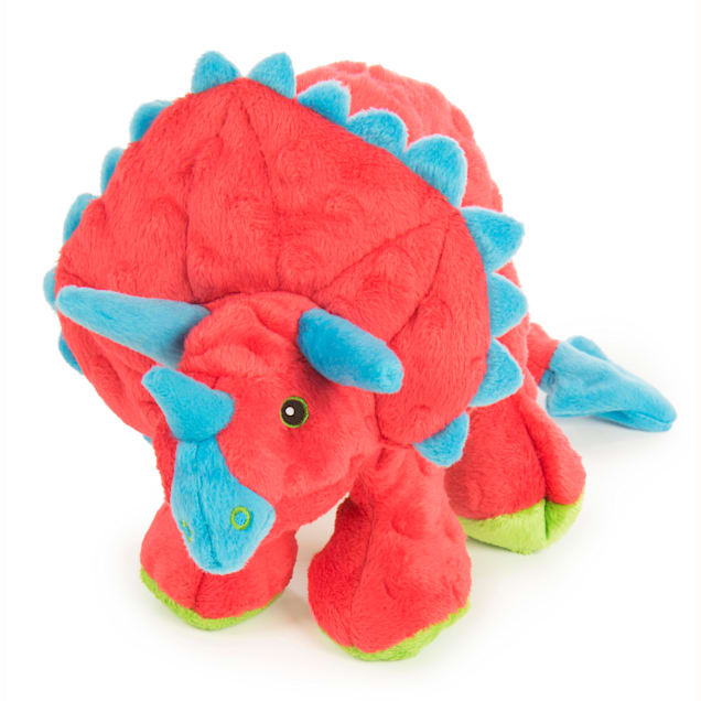goDog Large Red Triceratops Durable Dog Toy with Squeaker