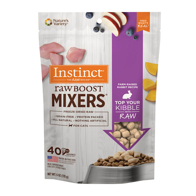 Instinct Freeze Dried Raw Boost Mixers Grain Free Farm Raised Rabbit Recipe All Natural Cat Food Topper, 6 oz. - Carousel image #1