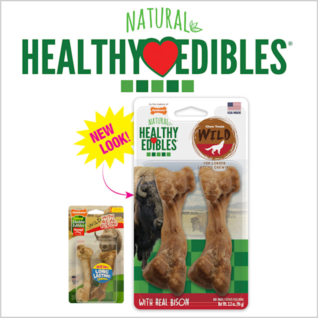 Nylabone Healthy Edibles Bison Flavored Dog Bone Chews Medium Count of 2 Petco