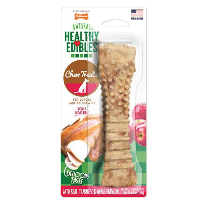 Nylabone Healthy Edibles Turkey & Apple Flavor Combo Souper Dog Bone Chews, 6.8 oz. - Carousel image #1