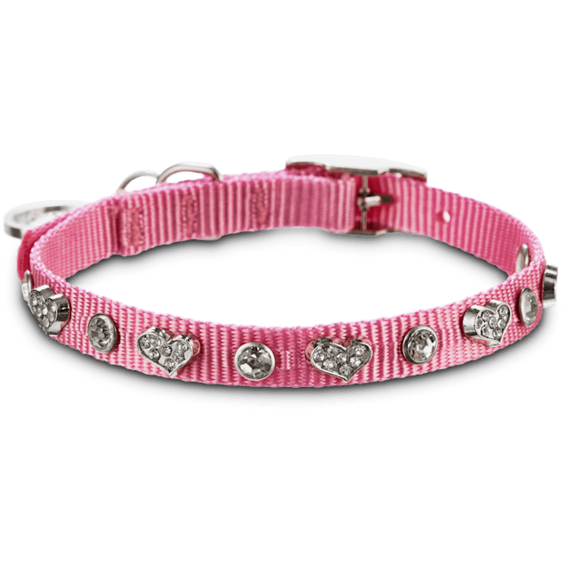 YOULY Pink Heart Bling Dog Collar XX Small Petco