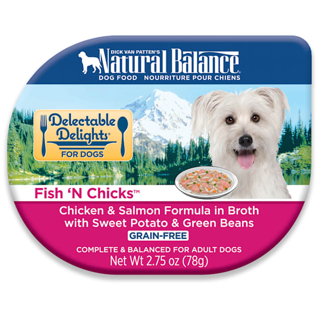 Natural Balance Delectable Delights Grain Free Fish' N Chicks Chicken & Salmon Adult Dog Food, 2.75 oz., Case of 24 - Carousel image #1