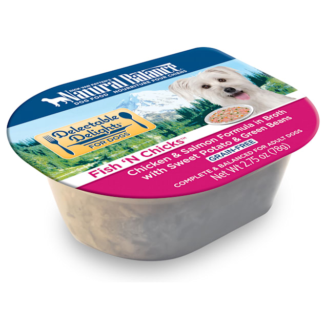 Natural Balance Delectable Delights Grain Free Fish N Chicks Chicken Salmon Adult Dog Food 2.75 oz. Case of 24