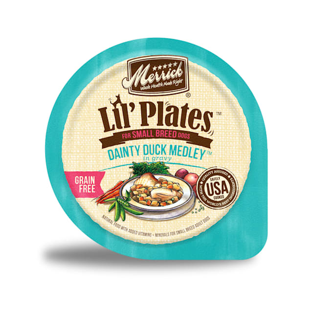 Merrick Lil' Plates Grain Free Dainty Duck Medley Small Breed Wet Dog Food, 3.5 oz., Case of 12 Cups - Carousel image #1
