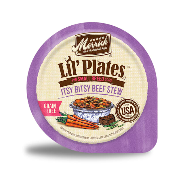 Merrick Lil' Plates Grain Free Itsy Bitsy Beef Stew Recipe Small Breed Wet Dog Food, 3.5 oz., Case of 12 - Carousel image #1