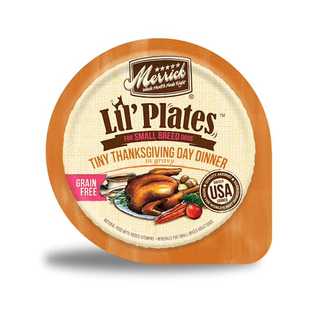 Merrick Lil' Plates Grain Free Tiny Thanksgiving Day Dinner Recipe Small Breed Wet Dog Food, 3.5 oz., Case of 12 - Carousel image #1
