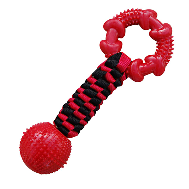 NCAA Pet Tug Toys Bone with Rope Toy Louisville Cardinals Red/Gray