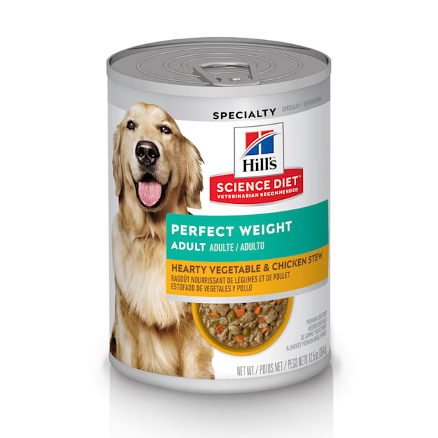 Hill's Science Diet Adult Perfect Weight Hearty Vegetable & Chicken Stew Canned Dog Food, 12.5 oz., Case of 12 - Carousel image #1